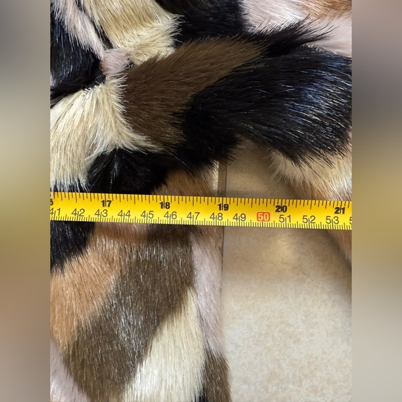 TopShop Multicolor Chevron Faux Fur Coat - Picture 8 of 13